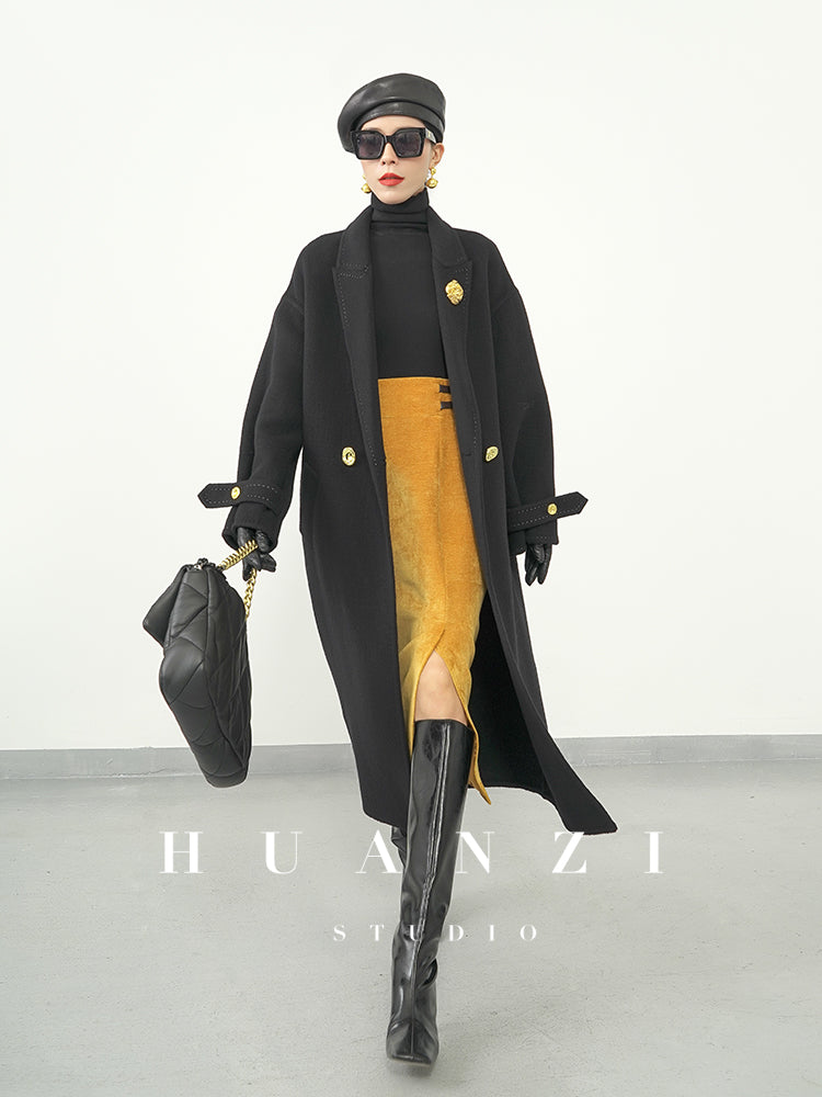 Huanzi new French velvet fashionable high waist slim and small slit skirt female- Elvin