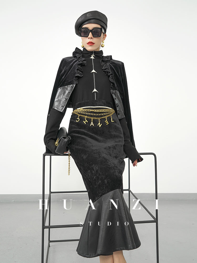 Huanzi new French elegant high waist thin and small fishtail skirt skirt female- Livia