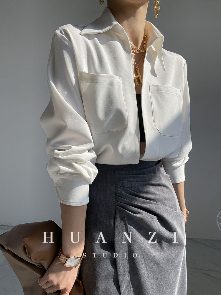Huanzi custom high end quality shirts professional iron-free pullover loose retro shirt - Tiblw