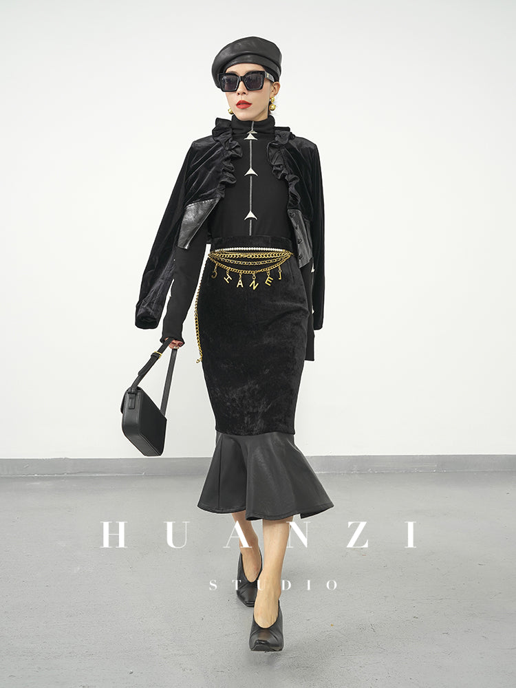Huanzi new French elegant high waist thin and small fishtail skirt skirt female- Livia