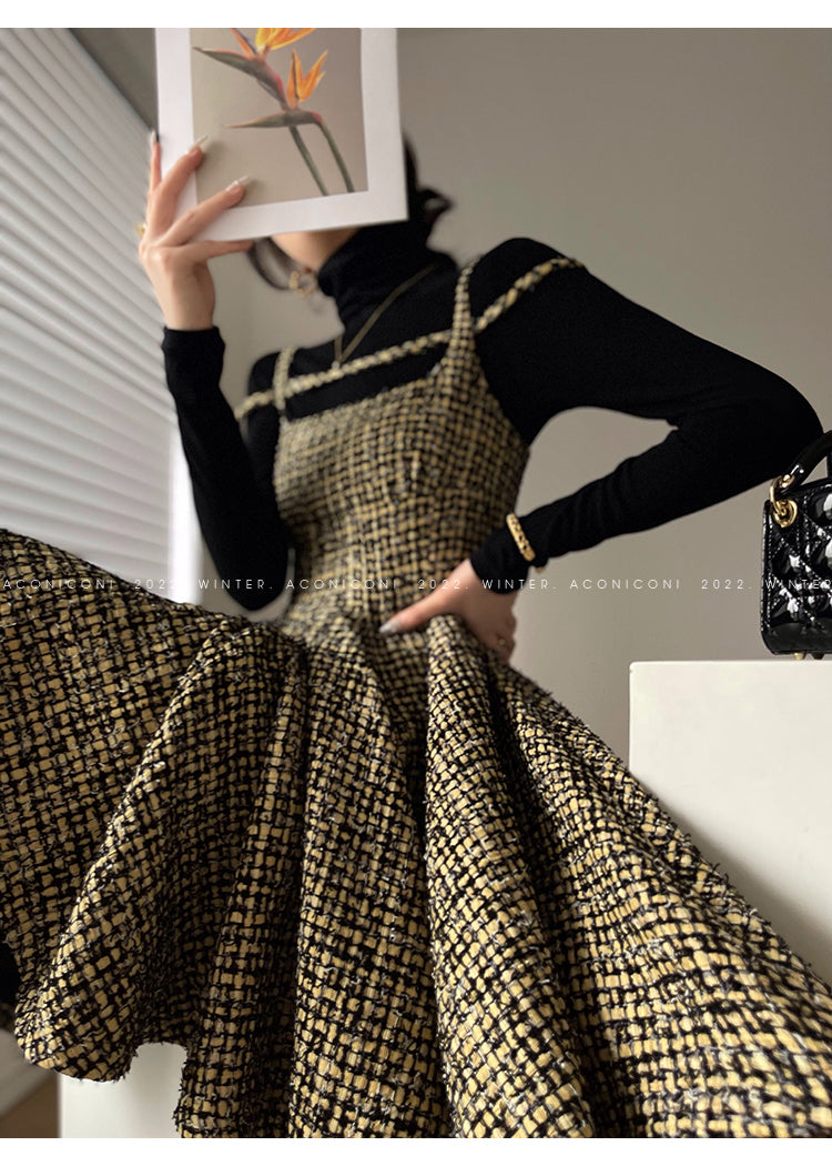 Aconiconi|Short Skater Tweed dress- Hemerocallis