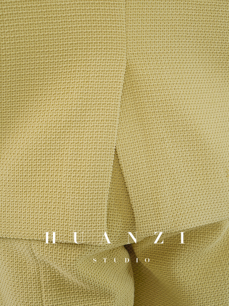 Huanzi new handmade micro-wide suit jacket with back slit straight-leg micro-launched trousers suit set- Emera