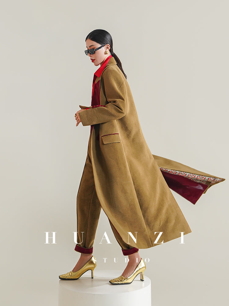 Huanzi non-ironing technology short retro fur coat mid-length windbreaker suit jacket- Nina