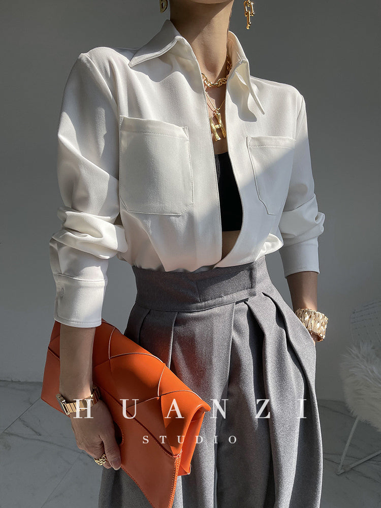 Huanzi custom high end quality shirts professional iron-free pullover loose retro shirt - Tiblw