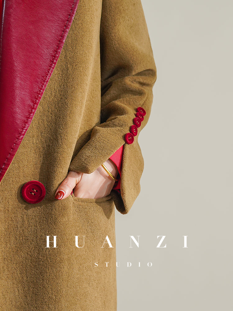 Huanzi non-ironing technology short retro fur coat mid-length windbreaker suit jacket- Nina