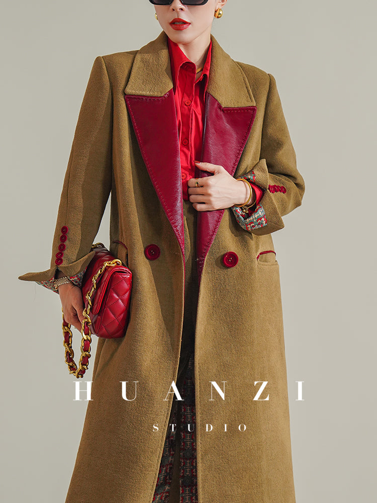 Huanzi non-ironing technology short retro fur coat mid-length windbreaker suit jacket- Nina