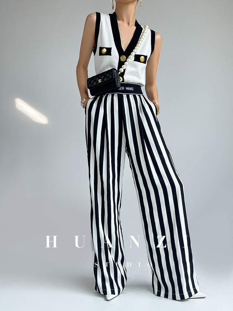 Huanzi V-neck knitted summer sleeveless outer top - lkop