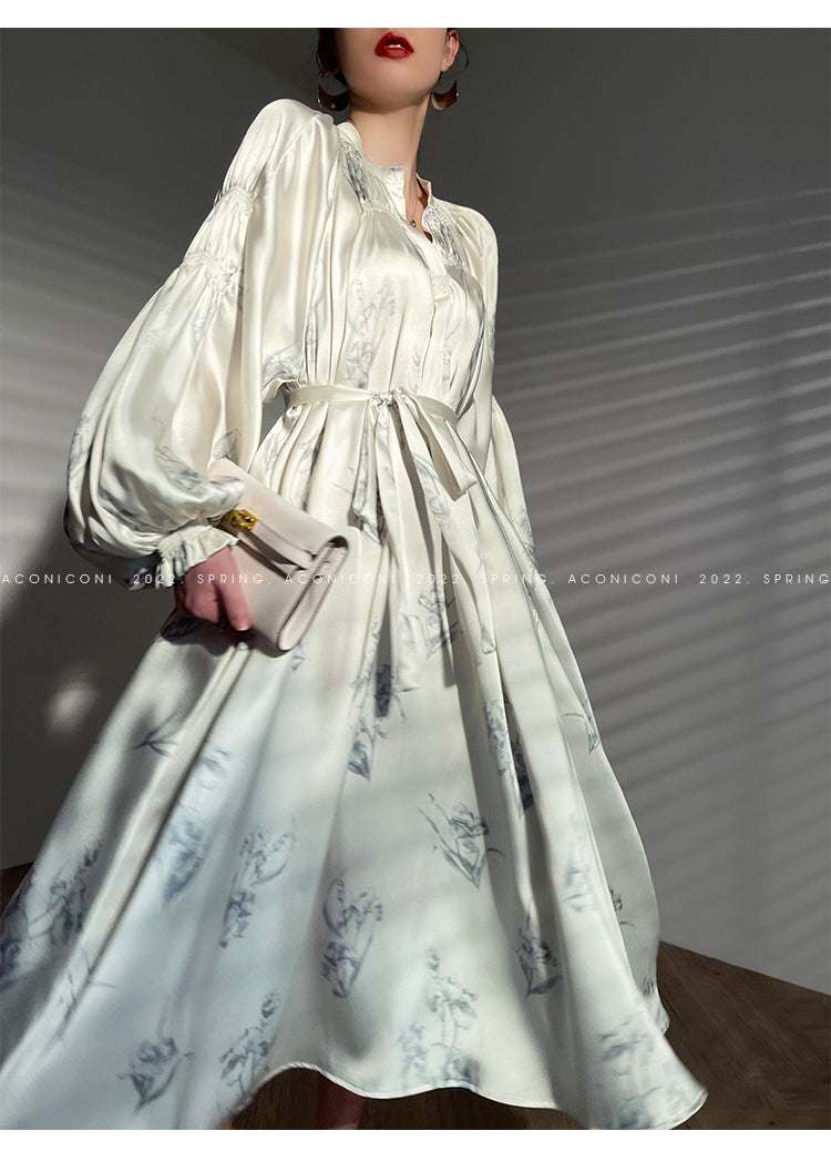 Aconiconi|dyed imitation silk loose romantic dress - Nagamachi