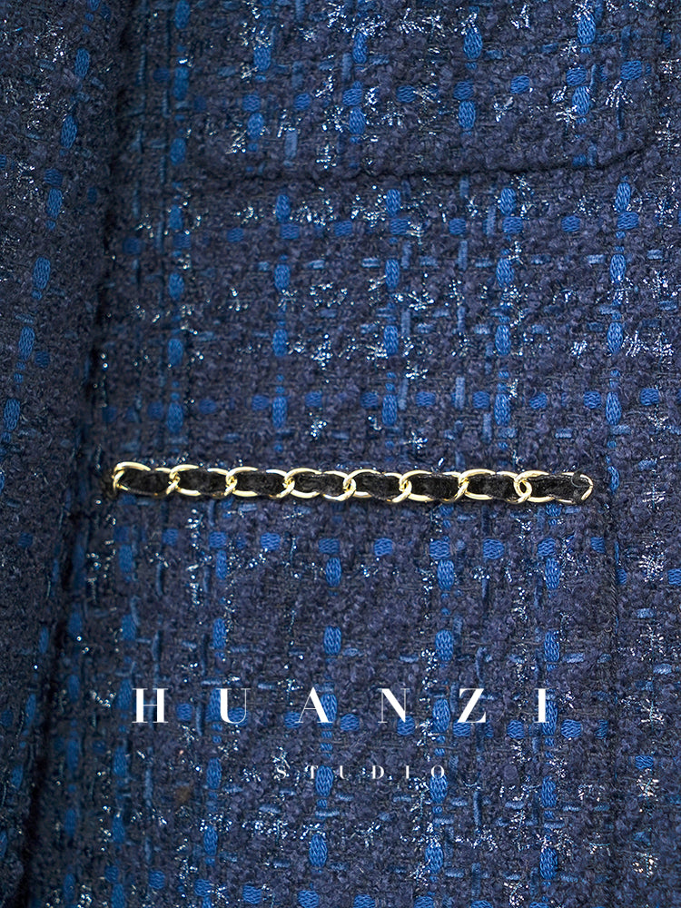 Huanzi new collection-level high-definition small fragrant wind jacket female plaid suit with a complete set- Bibi