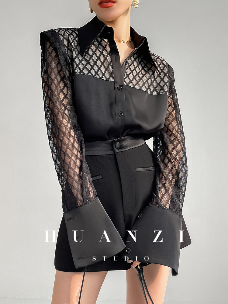 High end new casual black high waist A-line shorts -wonio