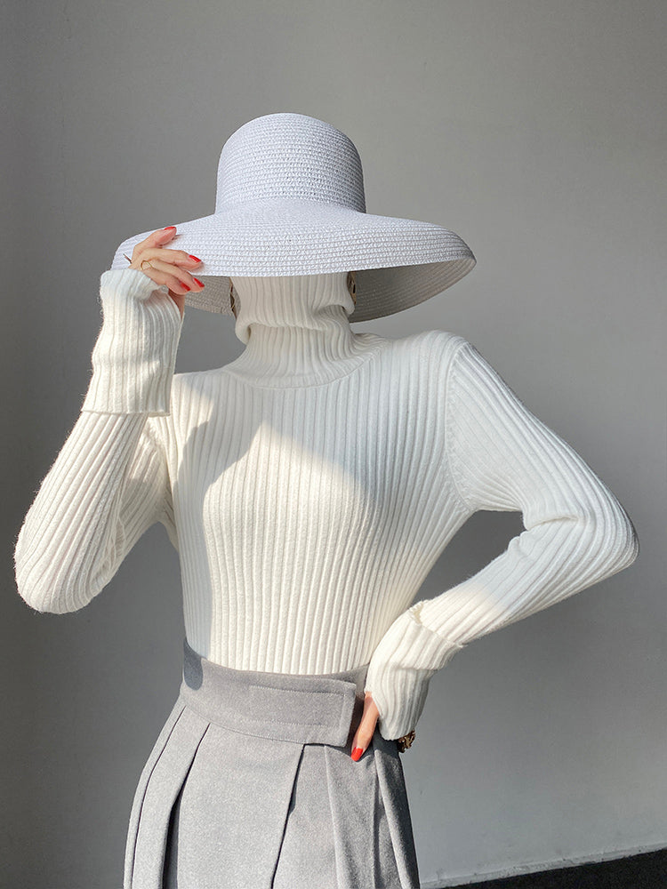 High end pile collar knitted turtleneck sweater -Sulia