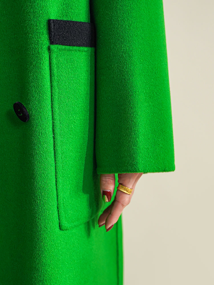 Huanzi high-definition Australian wool design sense mid-length double-sided woolen coat- Calisa