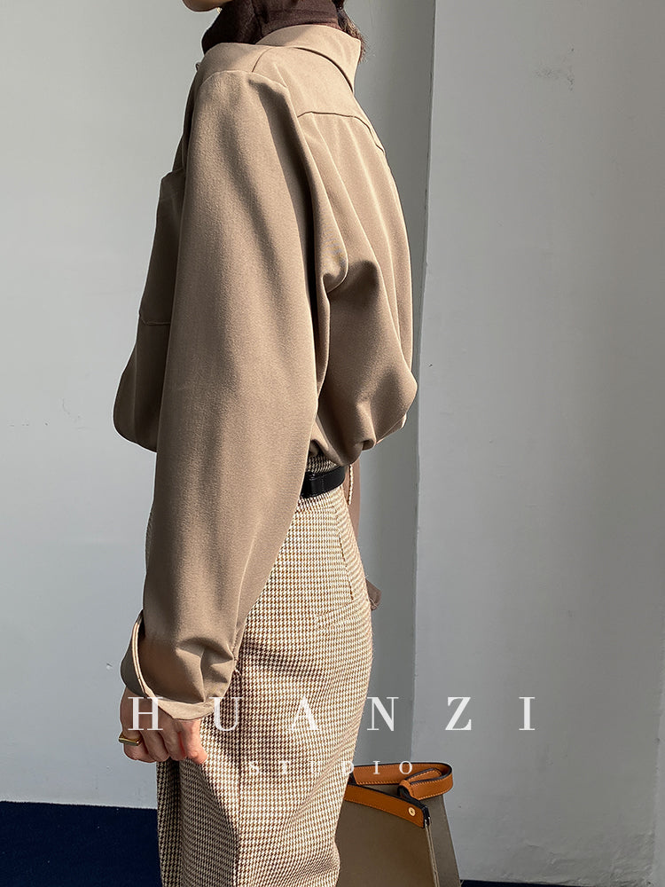 Huanzi custom high end quality shirts professional iron-free pullover loose retro shirt - Tiblw