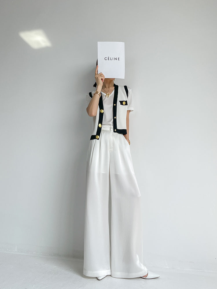 Huanzi V-neck knitted summer sleeveless outer top - lkop