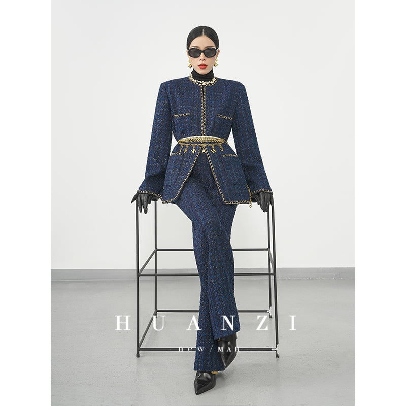 Huanzi new collection-level high-definition small fragrant wind jacket female plaid suit with a complete set- Bibi