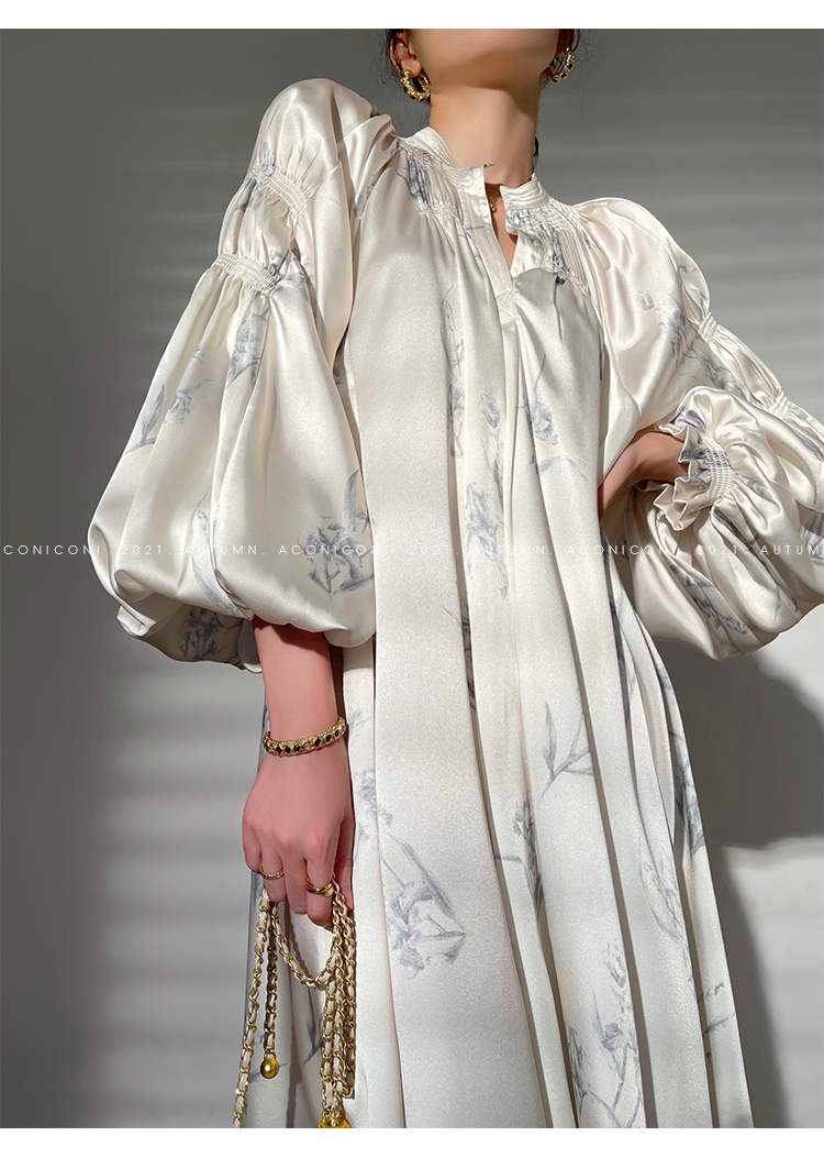 Aconiconi|dyed imitation silk loose romantic dress - Nagamachi