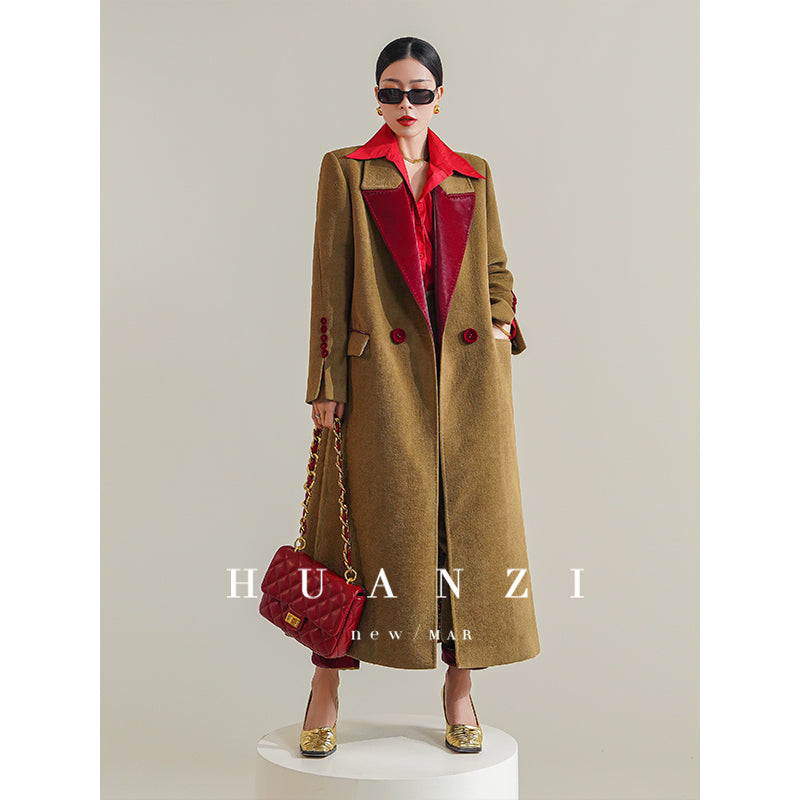 Huanzi non-ironing technology short retro fur coat mid-length windbreaker suit jacket- Nina