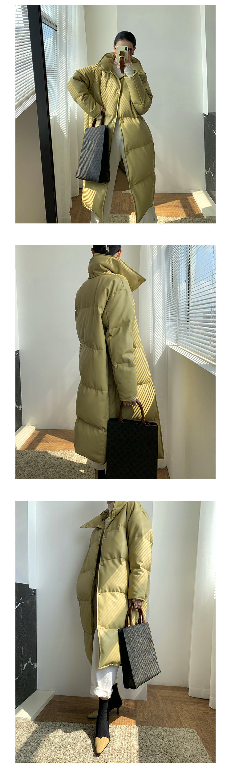 PU Leather long plus down jacket coat - Kabara Wood