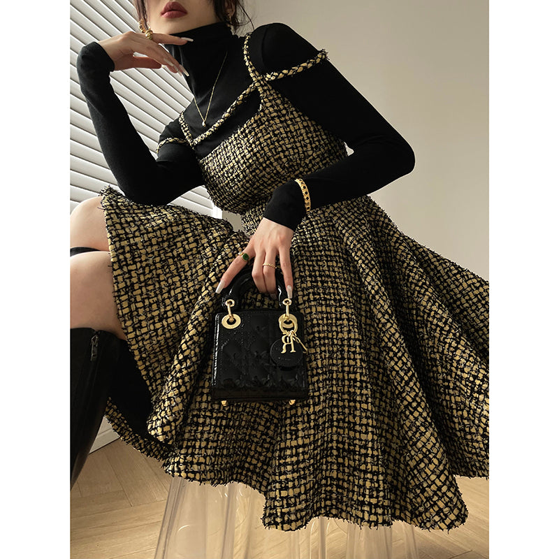 Aconiconi|Short Skater Tweed dress- Hemerocallis