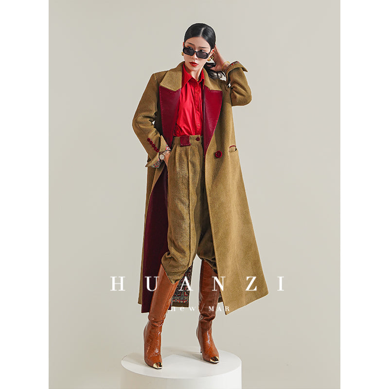 Huanzi non-ironing technology short retro fur coat mid-length windbreaker suit jacket- Nina