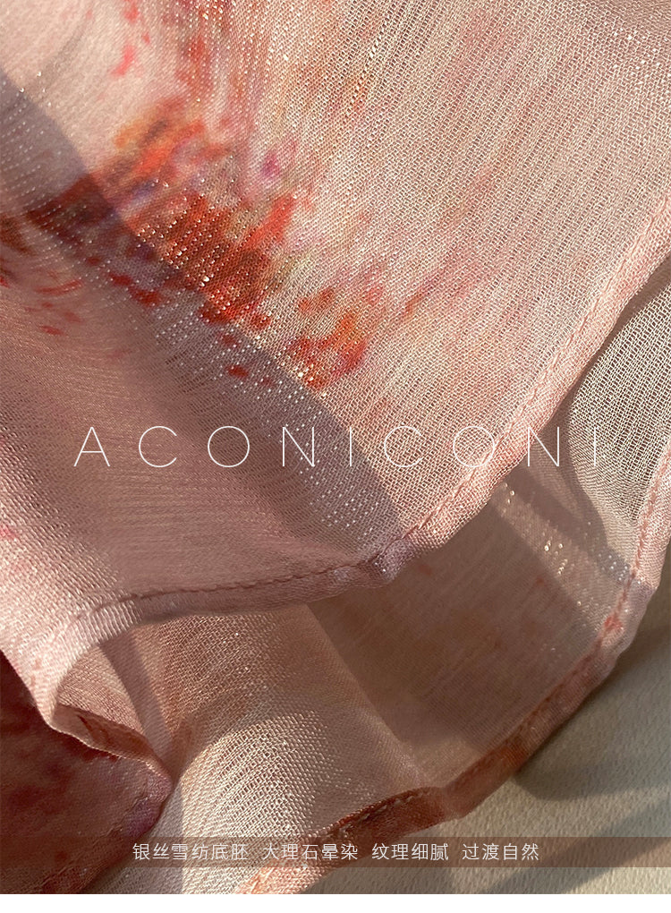 Aconiconi|Fireworks French Print High end Design flowy floral Dress - Atami