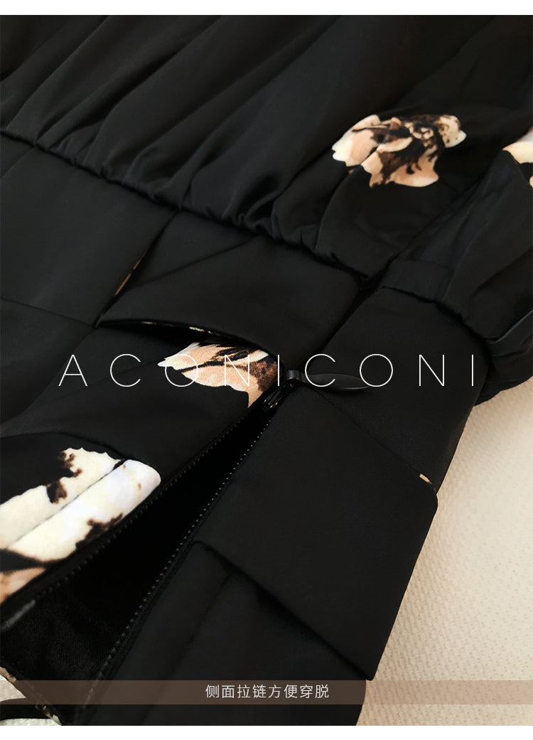 Aconiconi|Luxury French japanese retro print tube top suspender loose dress - Kimiko