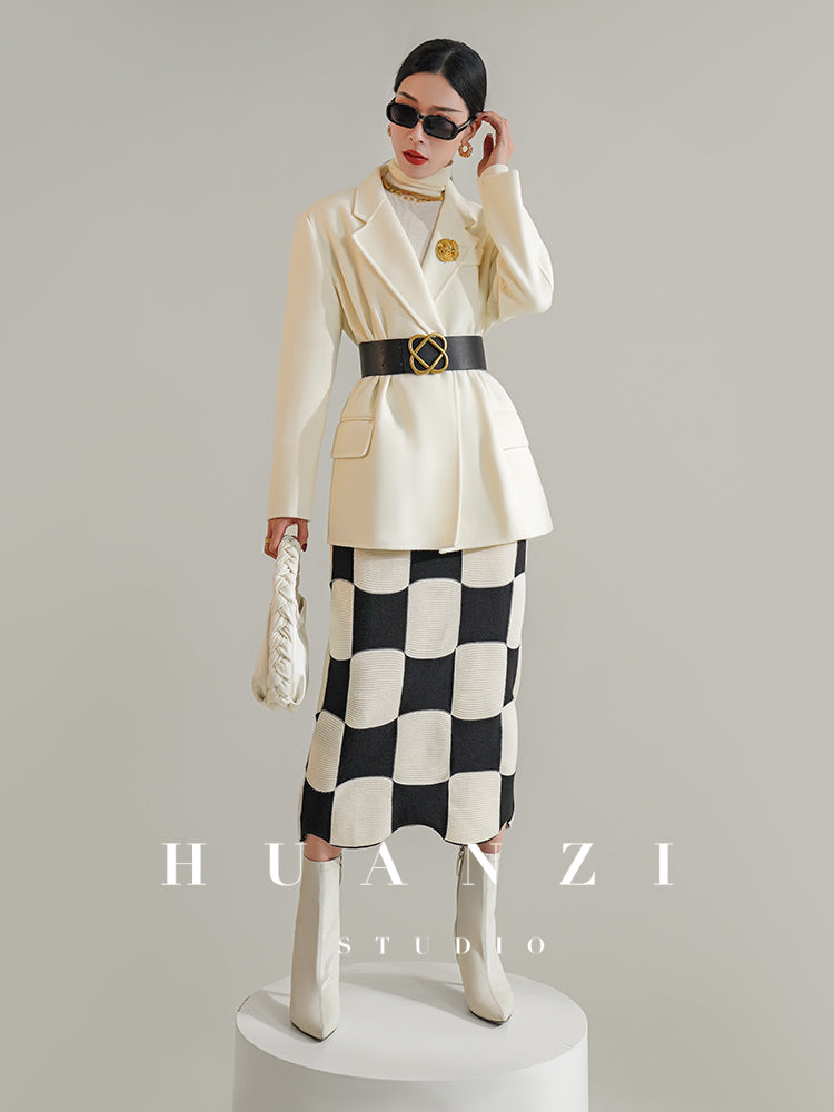 Huanzi high-definition Australian wool hand-sewn double-sided woolen short coat suit jacket- Pilia