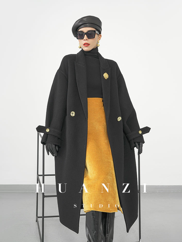 Huanzi new French velvet fashionable high waist slim and small slit skirt female- Elvin