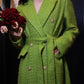 Elegant French style autumn and winter new high-end custom light luxury gold and silver silk small fragrant wind coat green fashionable woolen coat