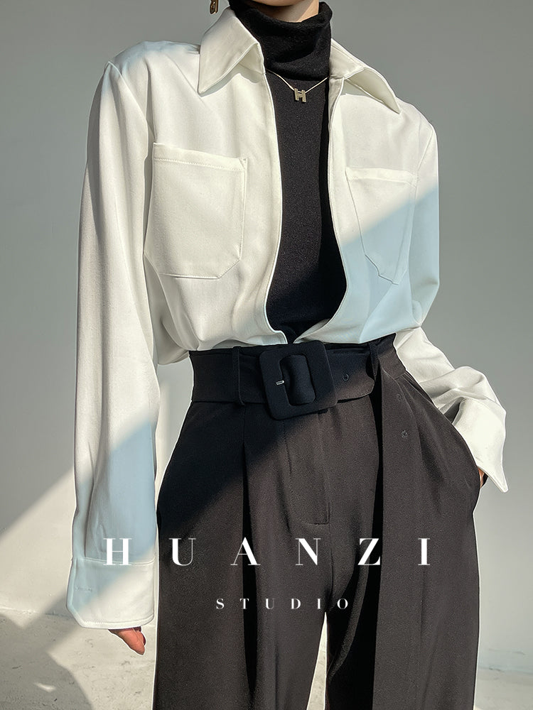 Huanzi custom high end quality shirts professional iron-free pullover loose retro shirt - Tiblw