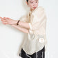 Sushe pattern embossed Chinese style buckle slim top shirt -iota