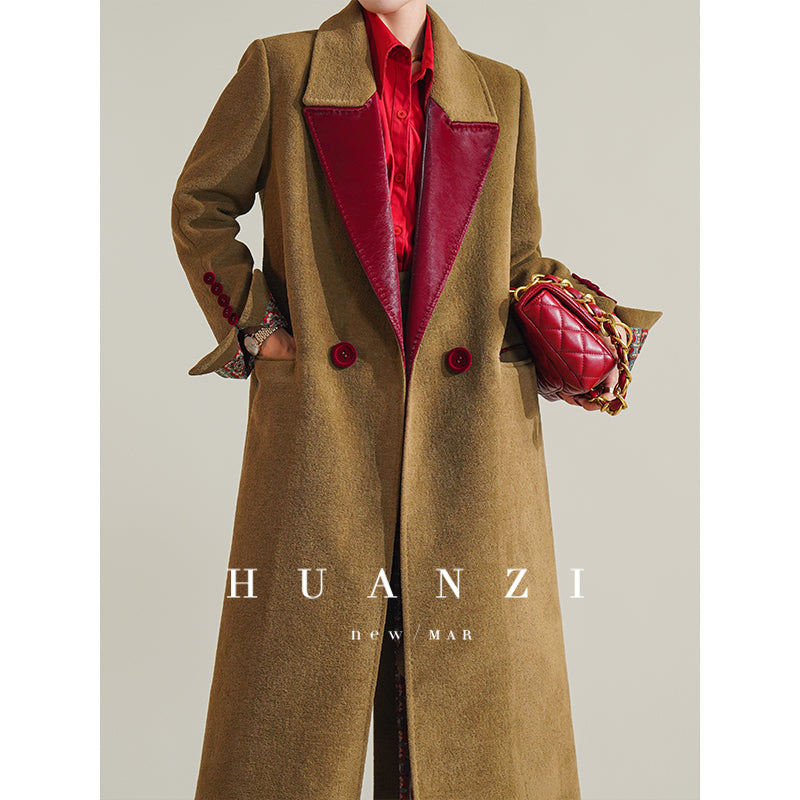 Huanzi non-ironing technology short retro fur coat mid-length windbreaker suit jacket- Nina