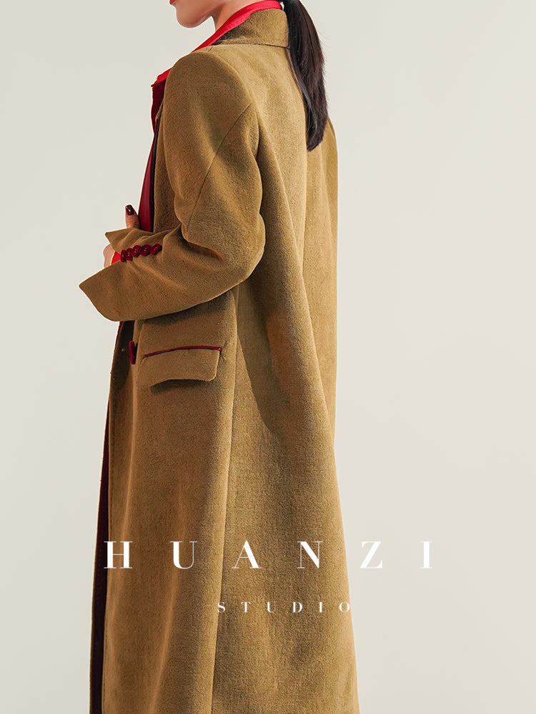 Huanzi non-ironing technology short retro fur coat mid-length windbreaker suit jacket- Nina