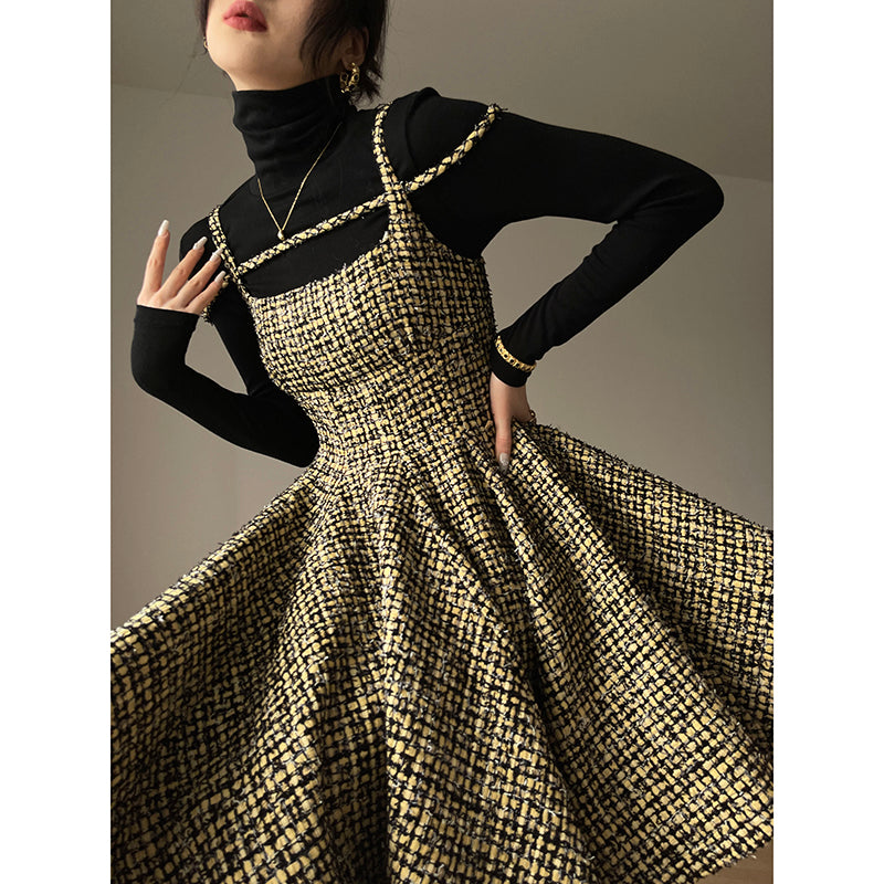Aconiconi|Short Skater Tweed dress- Hemerocallis