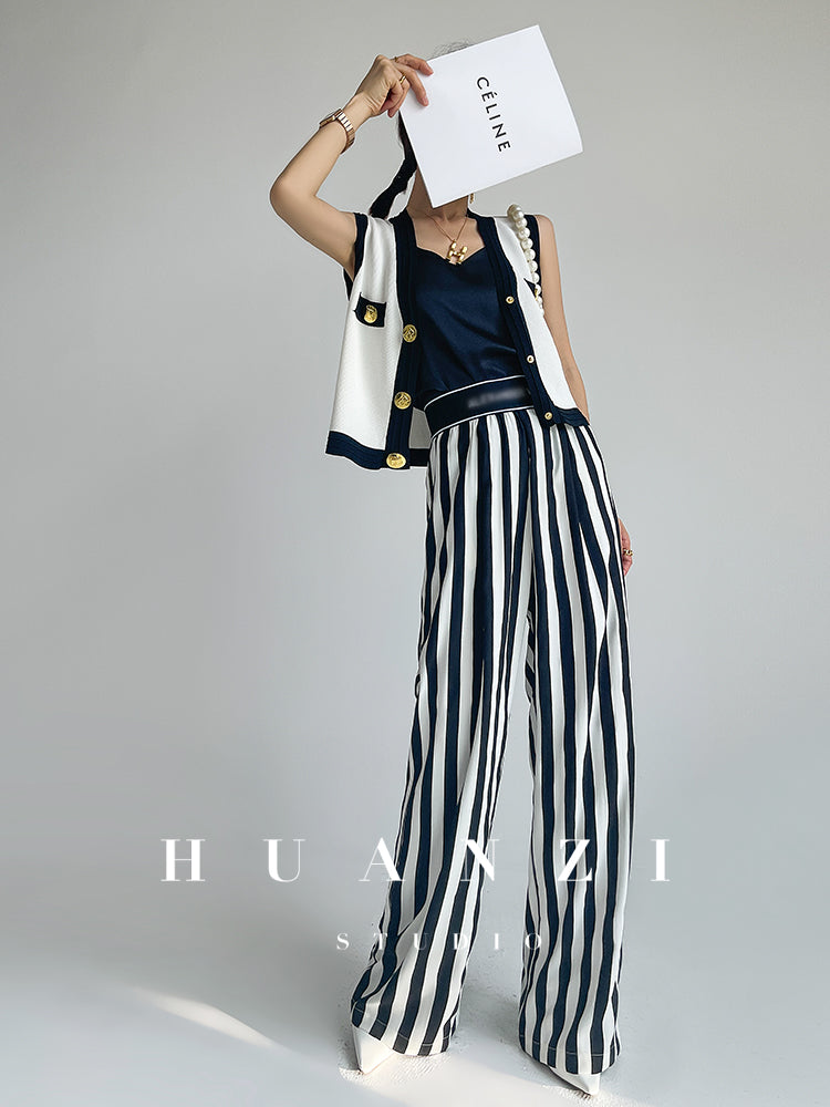 Huanzi V-neck knitted summer sleeveless outer top - lkop