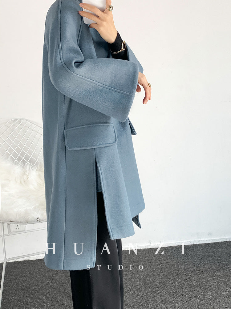 Retro cape loose woolen coat - Milia