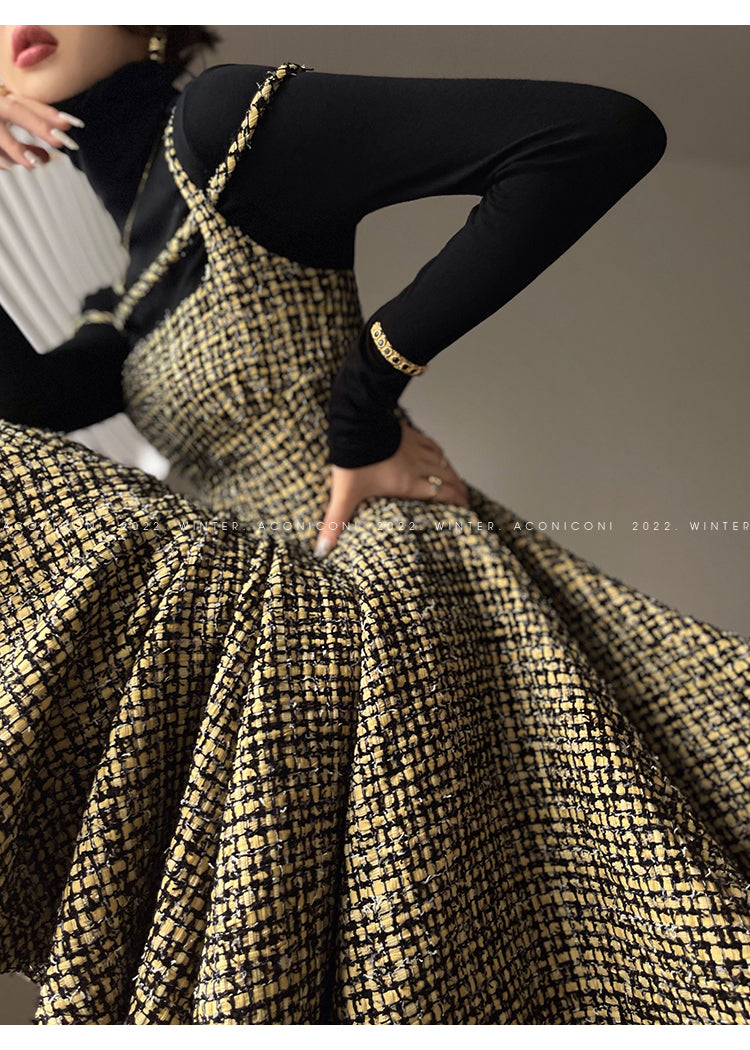Aconiconi|Short Skater Tweed dress- Hemerocallis