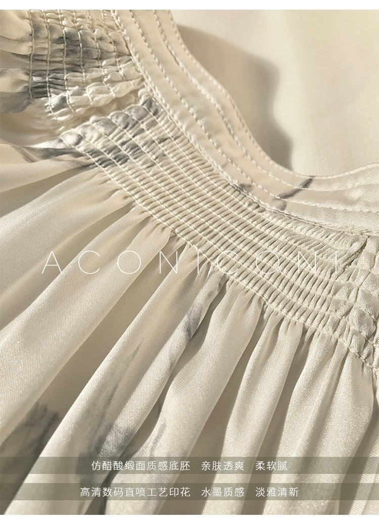 Aconiconi|dyed imitation silk loose romantic dress - Nagamachi