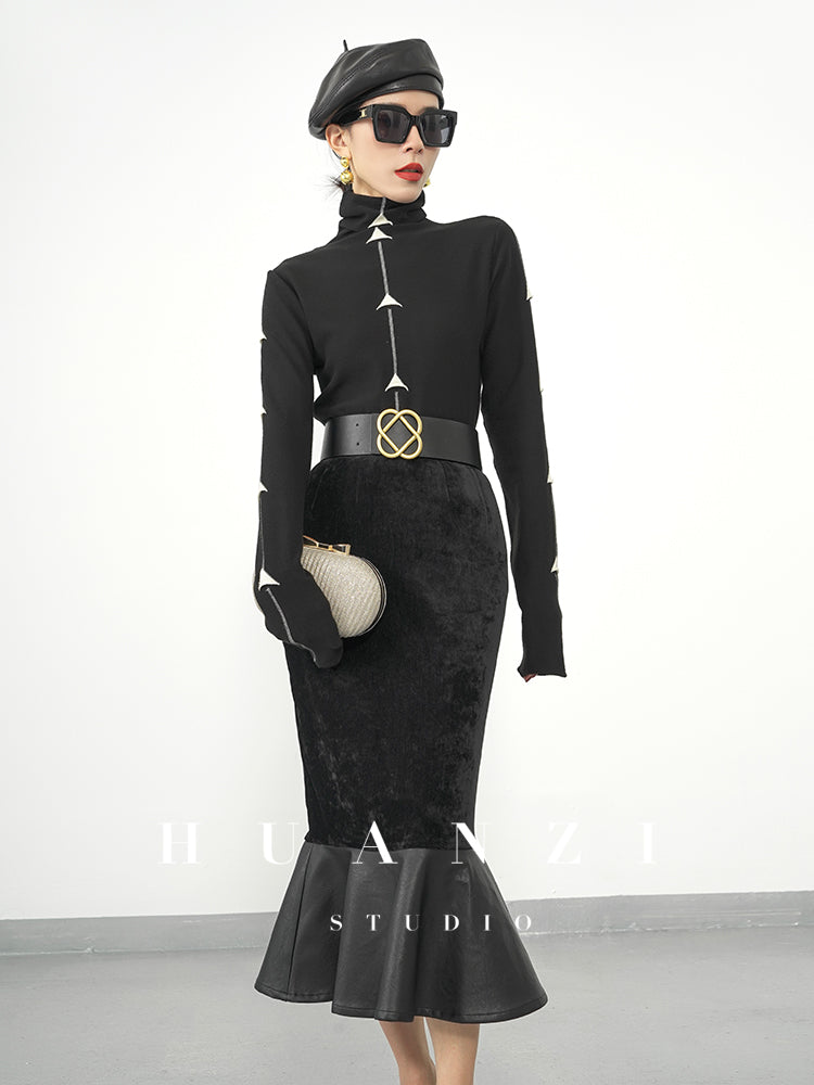 Huanzi new French elegant high waist thin and small fishtail skirt skirt female- Livia