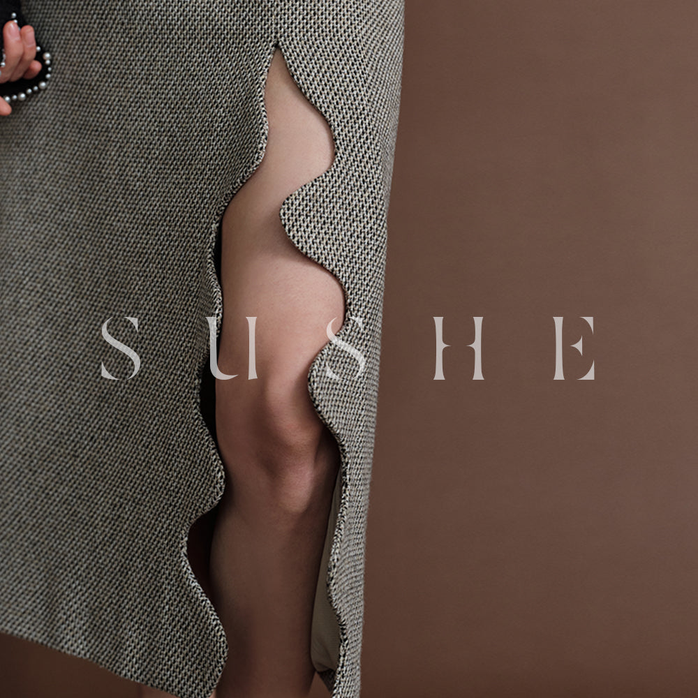 SUSHE Heavy Elegant Wave Slit Spring Skirt - monet vision