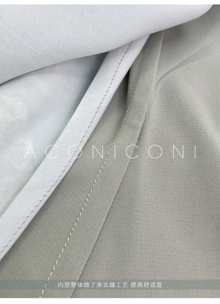 Aconiconi|kite white French elegant v-neck mid-length fishtail dress -Qingshan