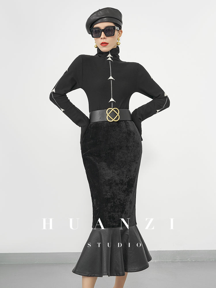 Huanzi new French elegant high waist thin and small fishtail skirt skirt female- Livia