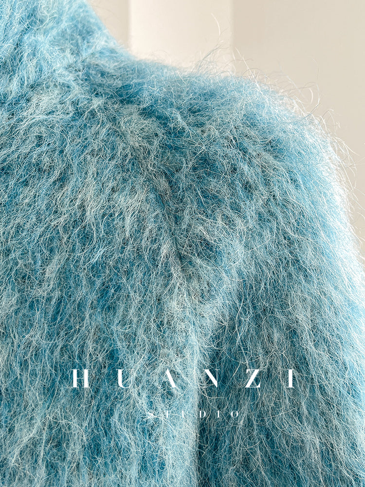 Huanzi custom high-luxury retro French medieval smohair woolen coat suit jacket -Waeo Ash
