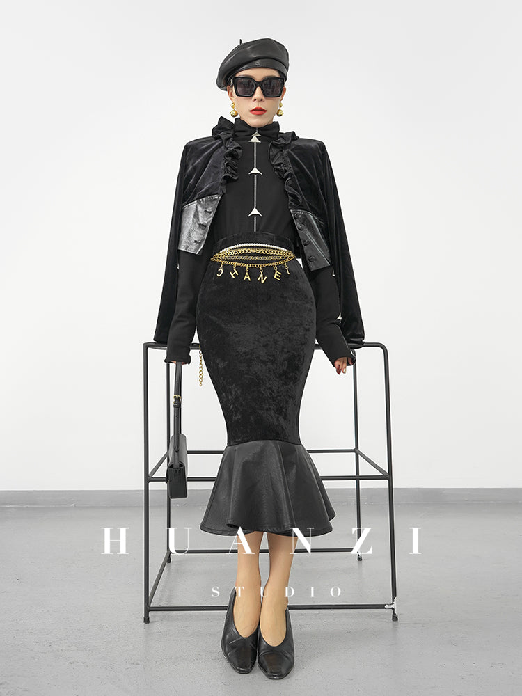 Huanzi new French elegant high waist thin and small fishtail skirt skirt female- Livia