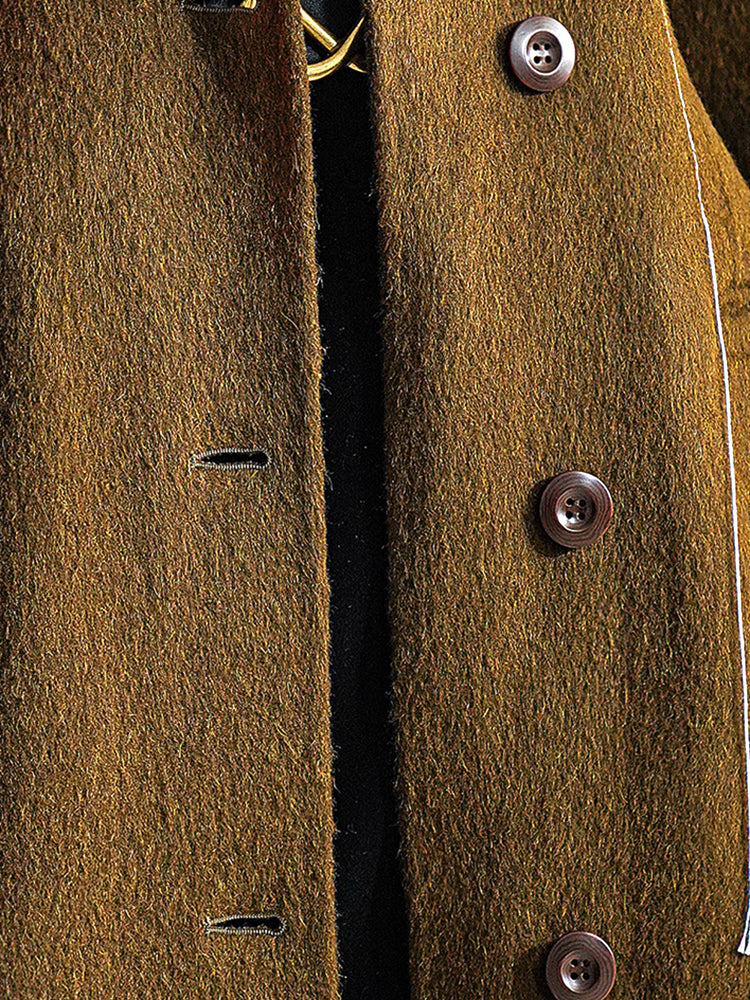 Huanzi new high-end color waist sheep wool double-sided woolen coat- JJ