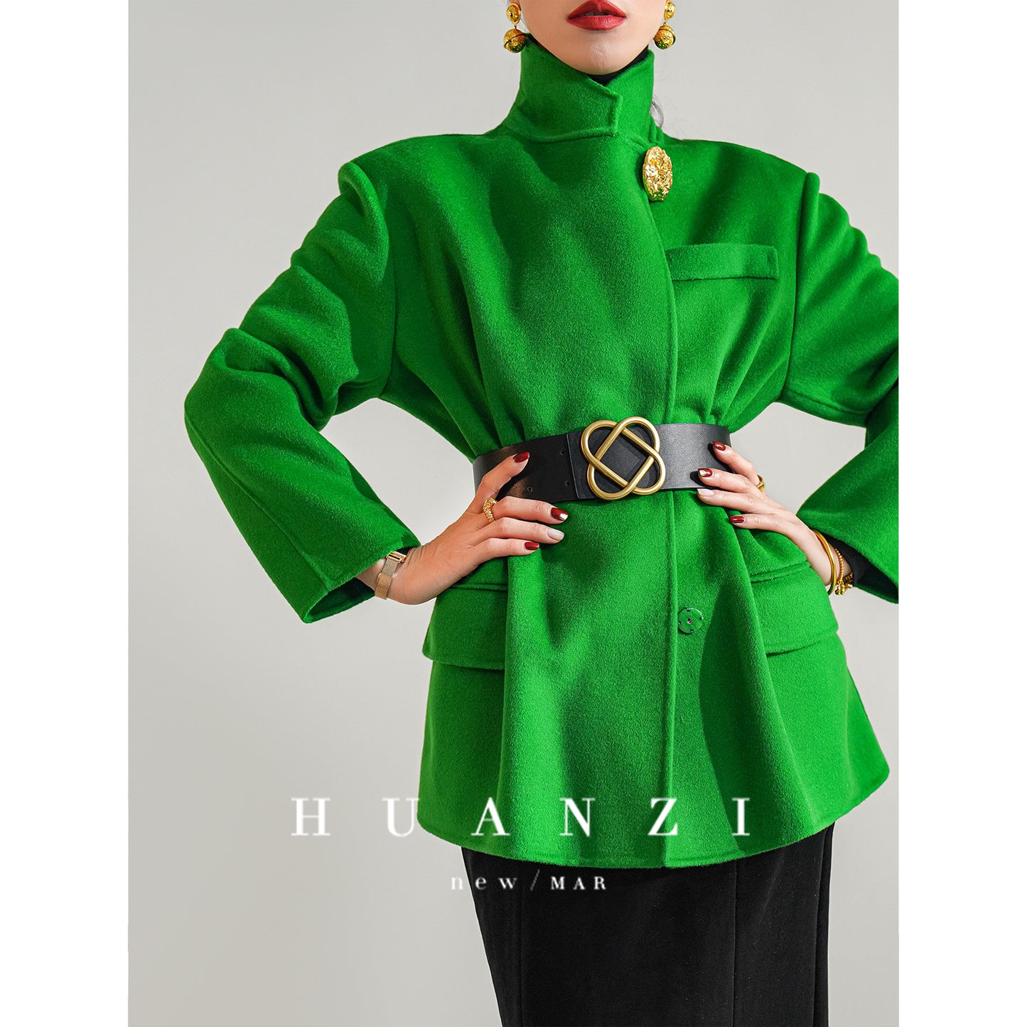 Huanzi high-definition Australian wool hand-sewn double-sided woolen short coat suit jacket- Pilia
