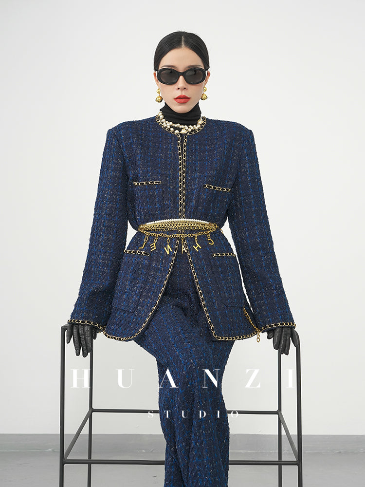 Huanzi new collection-level high-definition small fragrant wind jacket female plaid suit with a complete set- Bibi