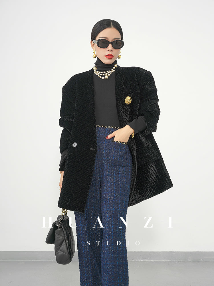 Huanzi new collection-level high-definition small fragrant wind jacket female plaid suit with a complete set- Bibi