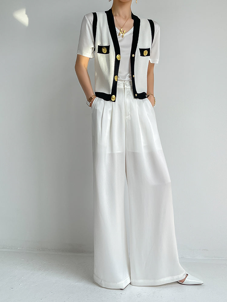 Huanzi V-neck knitted summer sleeveless outer top - lkop