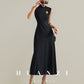 Huanzi French elegant fashionable knitted minimalist waist dress cardigan- Melissa